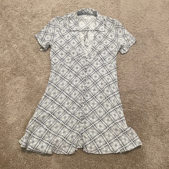 Free People 2 Melody Easy Print v-neck tie front collared dress D2 9068 - Picture 12 of 12